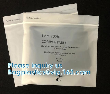 buy 100% Biodegradable Shipping Bags, Zipper Compostable Zip Bag, PLA Corn Starch, Garment Apparel, Cashmere online manufacturer