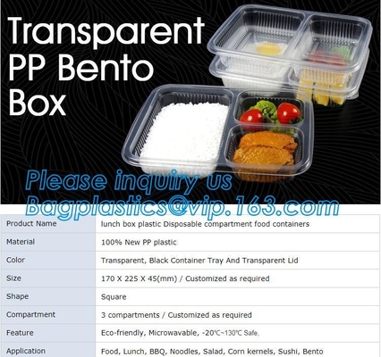 buy transparent pp bento box,lunch box plastic disposable compartment food containers,food,lunch,BBQ,noodles,salad,corn kern online manufacturer