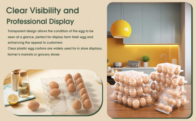 Clear Plastic Egg Cartons - Clear Containers With Date Labels - Bulk Egg Storage Set - Reusable Storage Containers - 12-Count, Pack Of 48 3