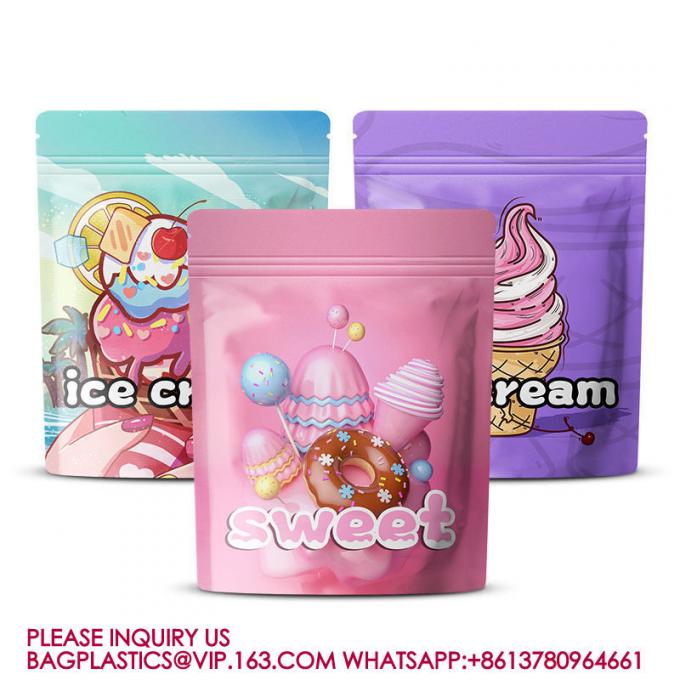 カスタムロゴパッケージング ゴム式食用キャンディー 携帯型 リサイクル ザイプバッグ マイラー プラスチック袋 0