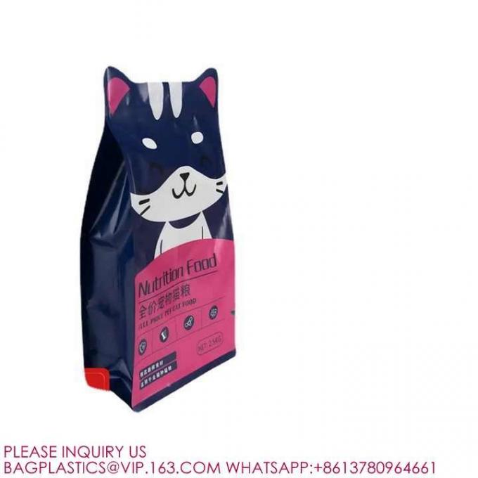 再閉塞可能なアルミホイル袋 5kg 10kg 猫用食品の包装 平底ペット用ジップロックバッグ 3