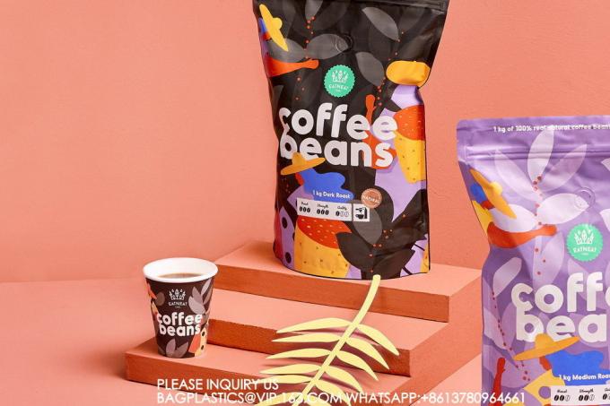 バイオ再利用可能 密閉式  Zip 錠 食品 貯蔵 スタンドアップ 紙袋 家やビジネス 4