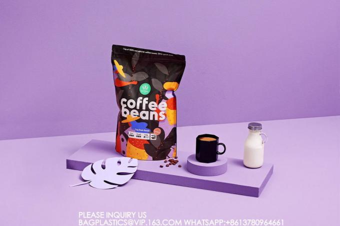 バイオ再利用可能 密閉式  Zip 錠 食品 貯蔵 スタンドアップ 紙袋 家やビジネス 3