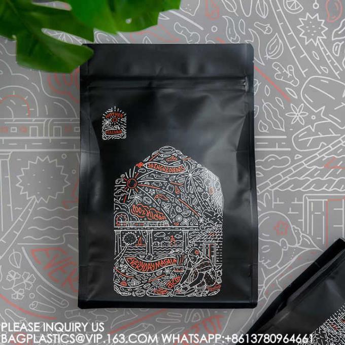 コーヒー 包装 食品 バッグ プラスチック アルミニウム フィルム マイラー  Zip Ziplock バッグ フラット ボトム バッグ 3