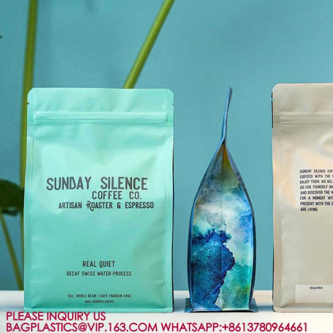 コーヒー 包装 食品 バッグ プラスチック アルミニウム フィルム マイラー  Zip Ziplock バッグ フラット ボトム バッグ 1
