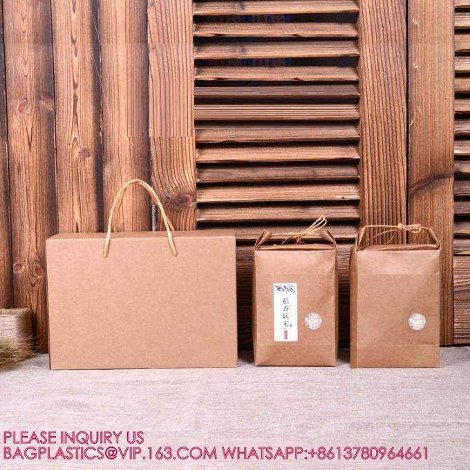 カスタムロゴ 1kg 5kg 小麦粉 米 クラフト紙 プラスチック 包装袋 包装用 4