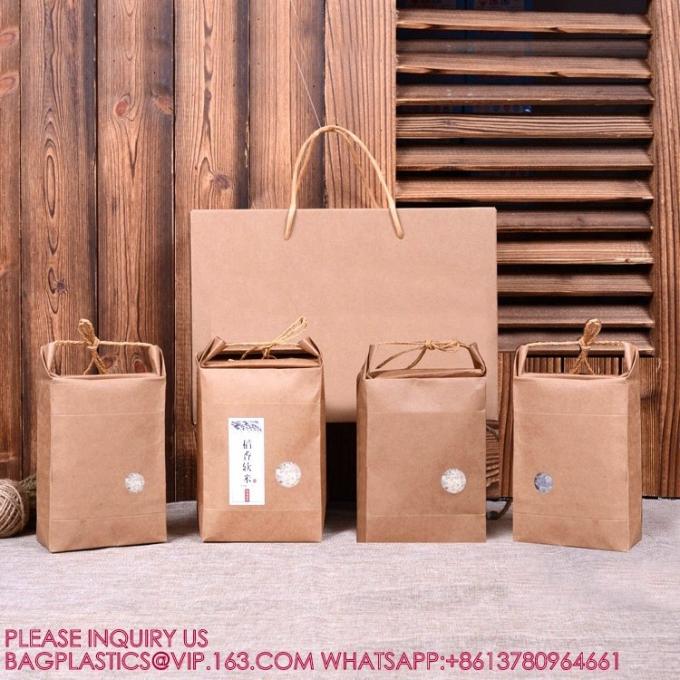 カスタムロゴ 1kg 5kg 小麦粉 米 クラフト紙 プラスチック 包装袋 包装用 3