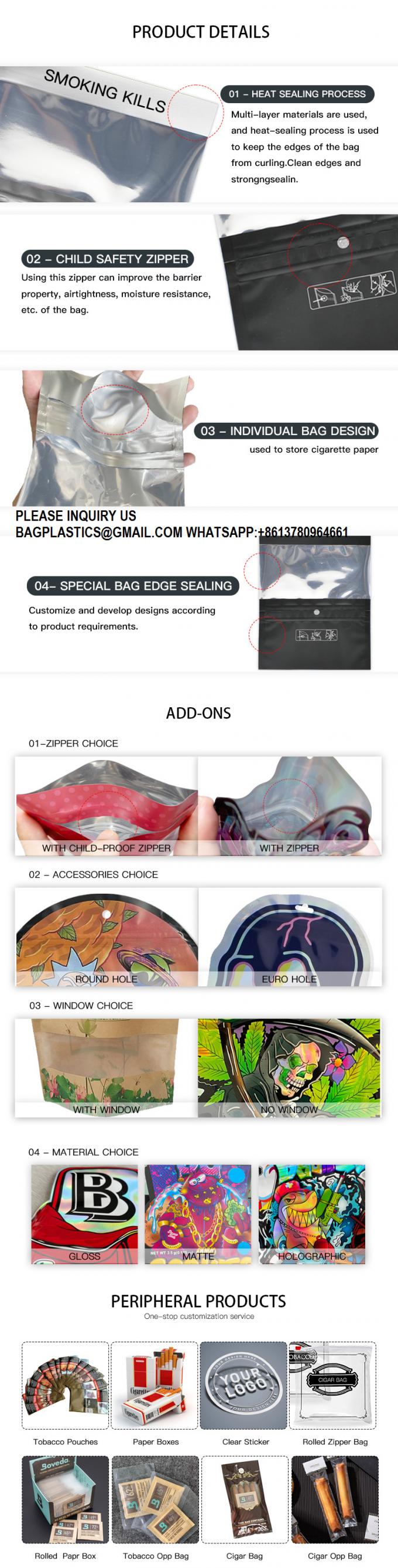 シガーのサケット スライダー Zip 錠袋 シガーの袋 パッケージ ハウミドールケース Zip 包装袋 4